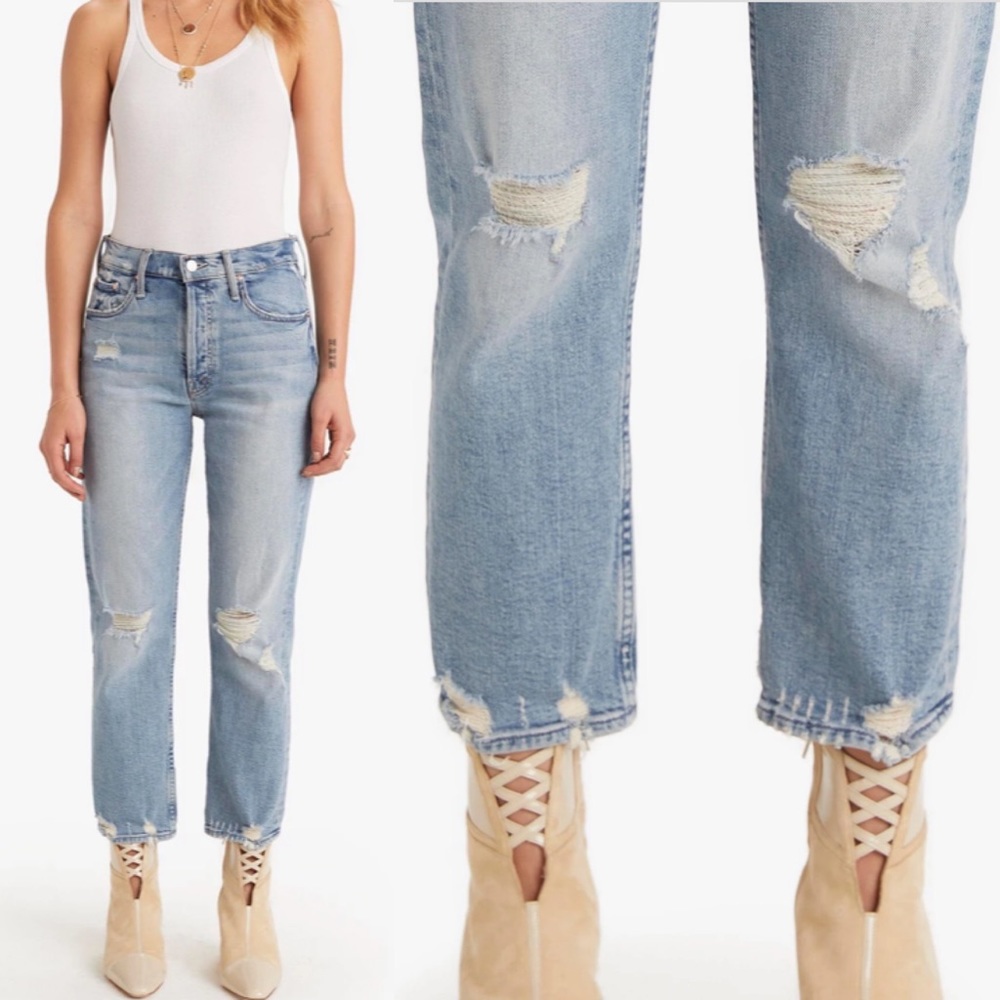 MOTHER Superior NWT Tomcat Ripped Crop Confession